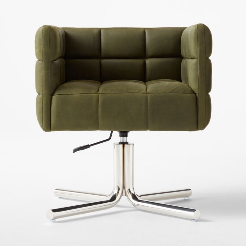 Matrice Green Leather Office Chair - image 3 of 11