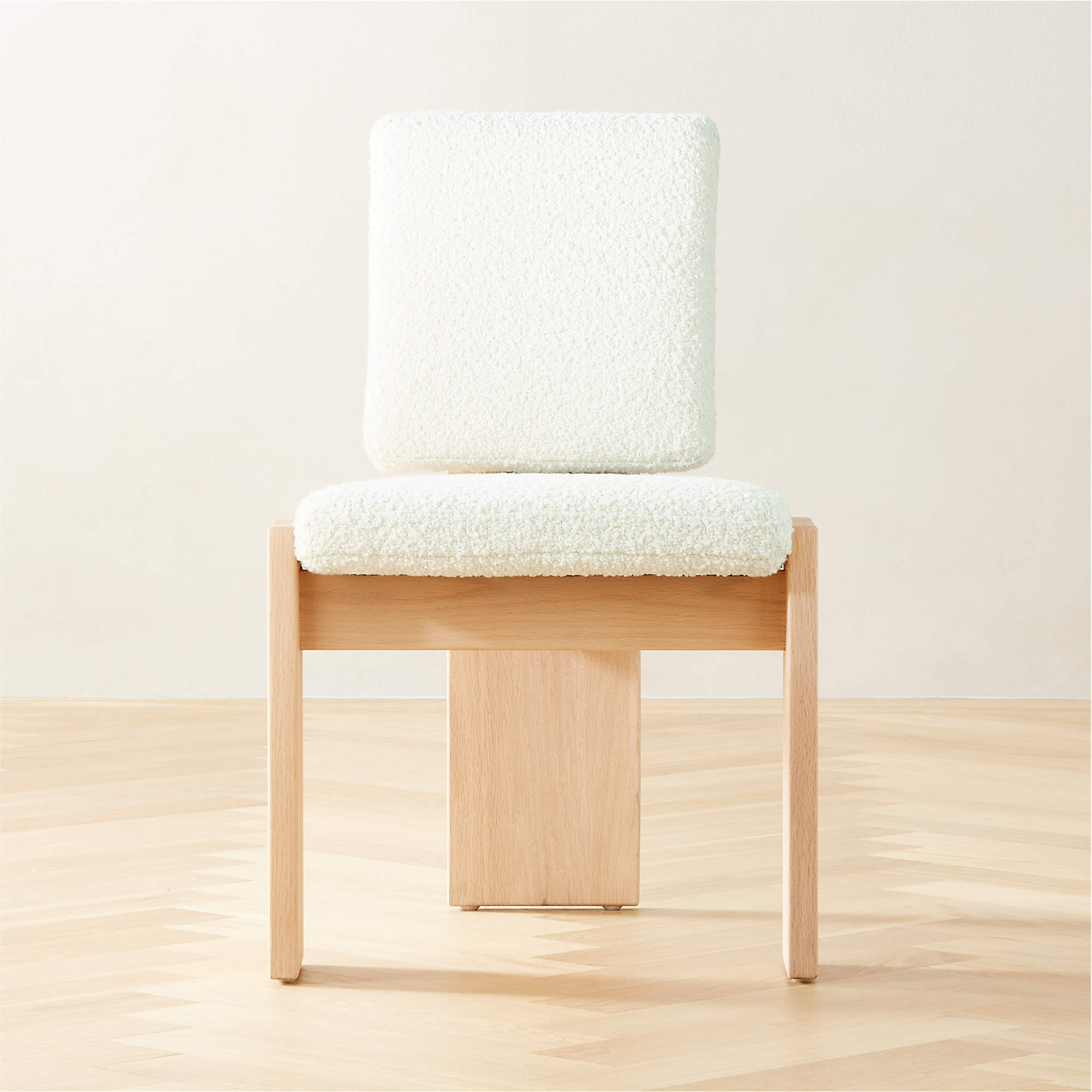 Mats Modern White Boucle ThreeLegged Chair + Reviews CB2 Canada