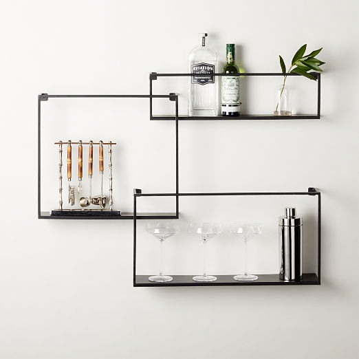 Matte Black Floating Shelves Set of 3