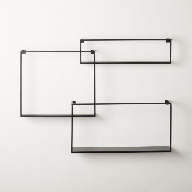 View Matte Black Floating Shelves Set of 3 details