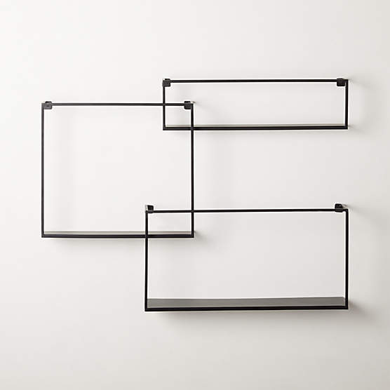 BLACK Floating Shelf High Gloss Matt Storage Shelving Bookcase Bookshelves Racks 