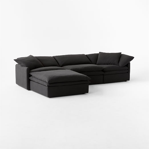 Mattea 4-Piece Sectional Sofa with Left Arm Kanvas Ebony