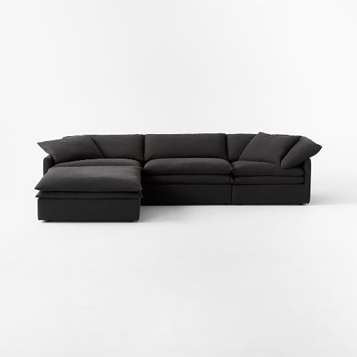 Mattea 4-Piece Sectional Sofa with Left Arm Kanvas Ebony