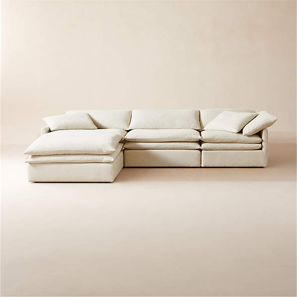 Mattea 4 Piece Neutral Performance Linen Sectional Sofa With Left Arm Reviews Cb2