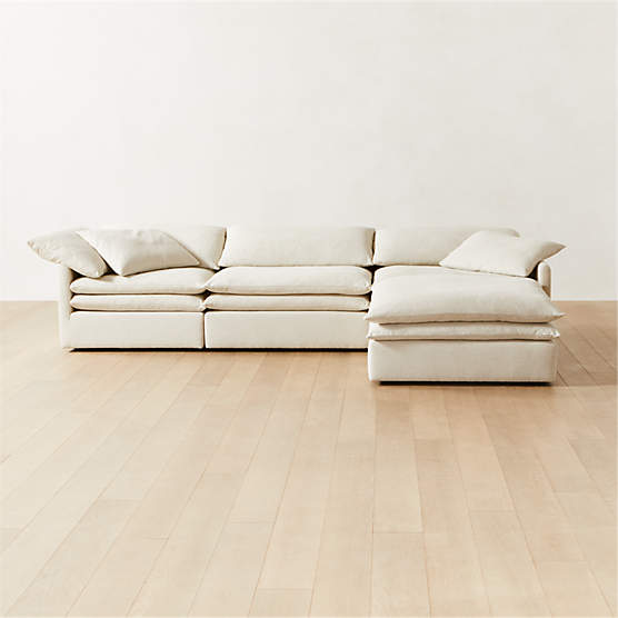 Mattea Modern 4Piece Black Performance Fabric Sectional Sofa with Left