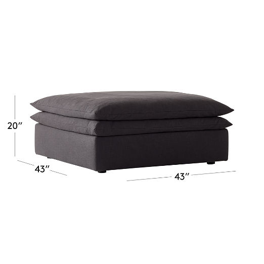 Mattea Charcoal Black Performance Linen Ottoman