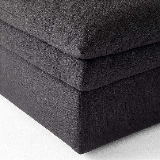 Mattea Charcoal Black Performance Linen Ottoman