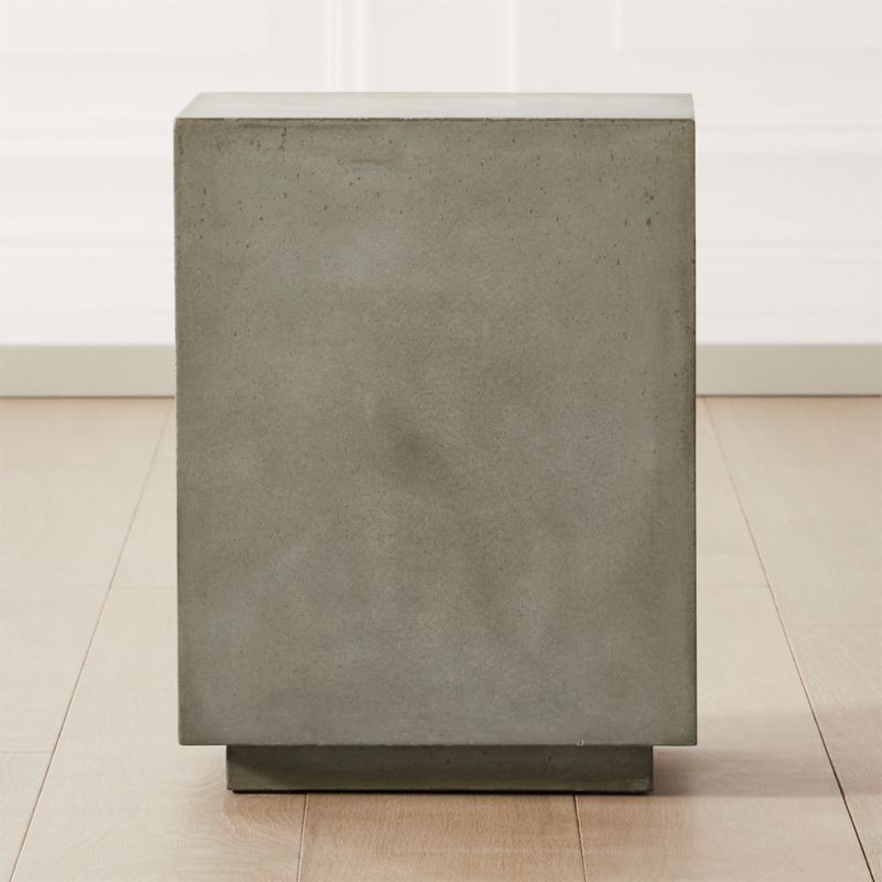 Matter Grey Cement Square Side Table Reviews Cb2