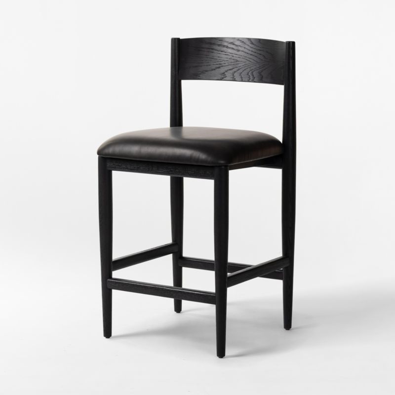 Mavery Dark Oak Wood and Vegan Leather Counter Stool - image 3 of 6