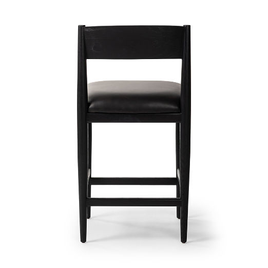 Mavery Dark Oak Wood and Vegan Leather Counter Stool