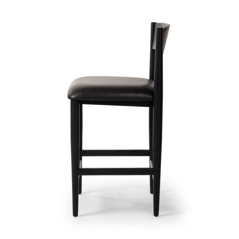 Mavery Dark Oak Wood and Vegan Leather Counter Stool - image 4 of 6