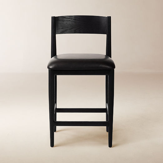 Mavery Dark Oak Wood and Vegan Leather Counter Stool