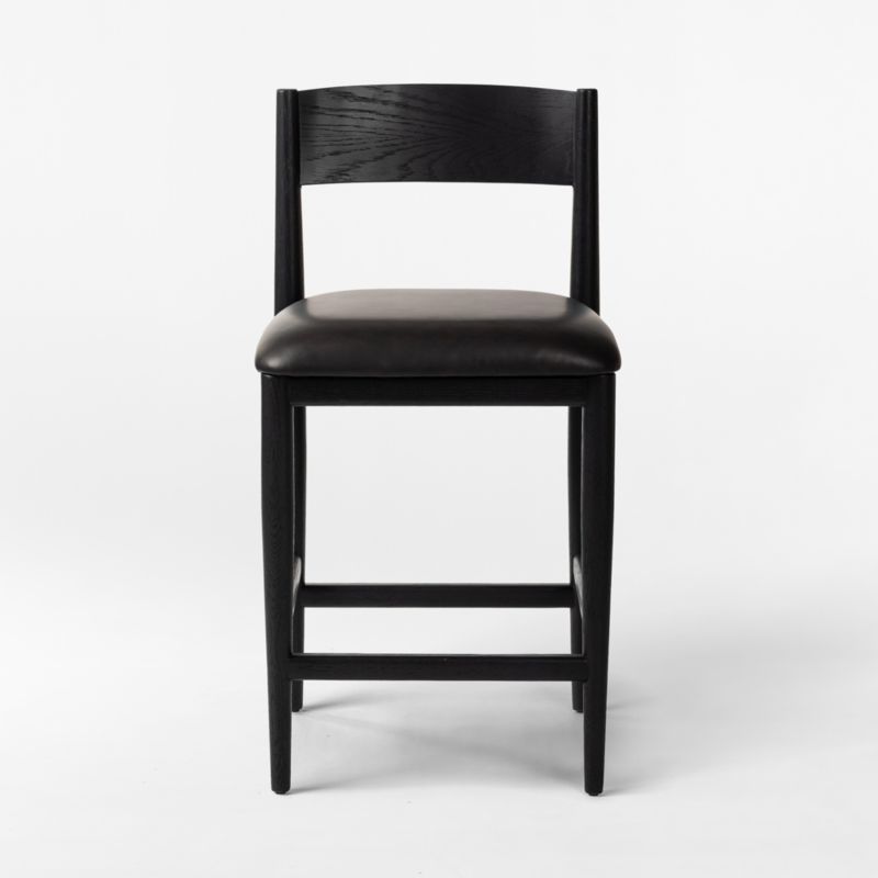 Mavery Dark Oak Wood and Vegan Leather Counter Stool - image 2 of 6