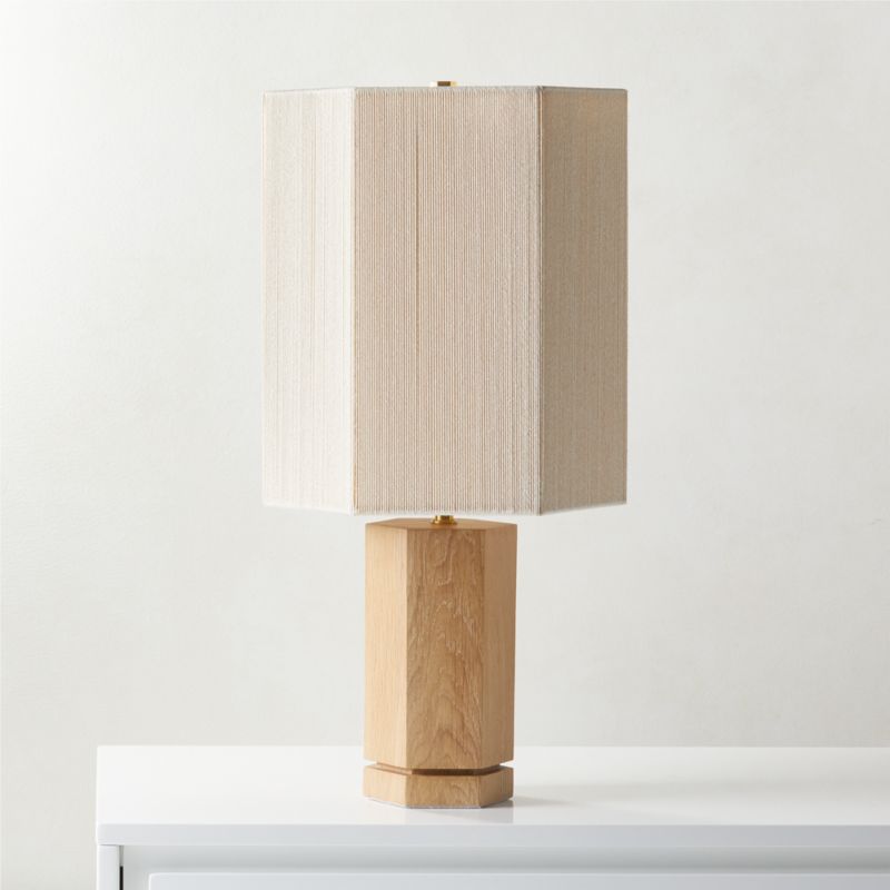 Maya White Ebonized Oak Wooden Modern Table Lamp | CB2