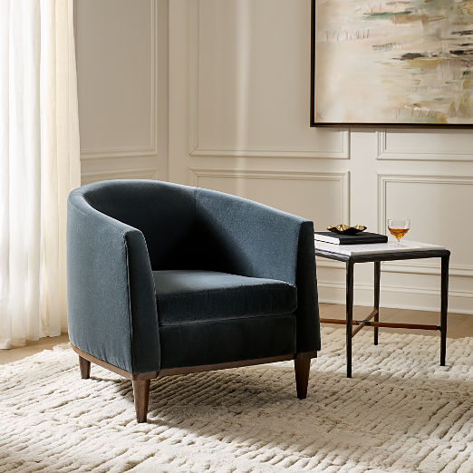 Mayfair Dark Blue Velvet Accent Chair by Todd Snyder