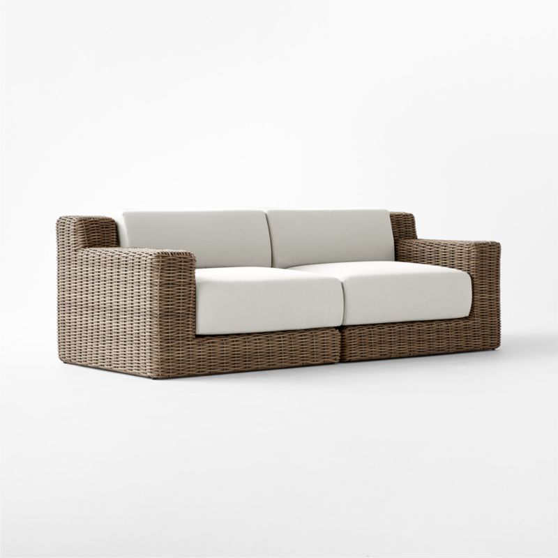 Maylin 2-Piece All-Weather Rattan Outdoor Loveseat with Warm White Sunbrella® Cushions - image 8 of 13