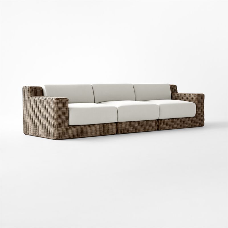 Maylin 3-Piece All-Weather Rattan Outdoor Sofa with Warm White Sunbrella® Cushions - image 7 of 12