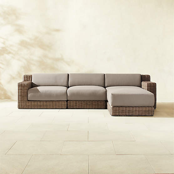 Bacio Light Brown AllWeather Rattan Outdoor Lounge Chair with Grey