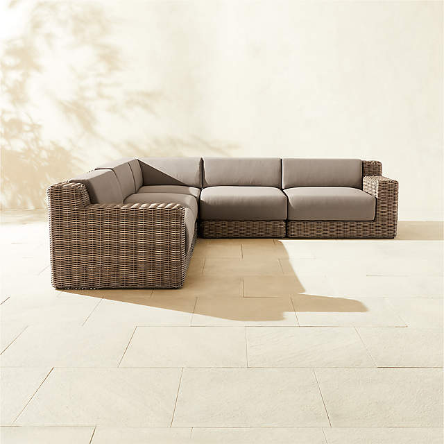 Rattan l shape online sofa