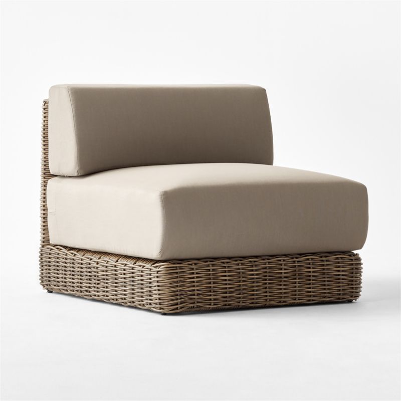 Maylin All-Weather Rattan Outdoor Armless Chair with Grey Sunbrella® Cushions - image 4 of 9