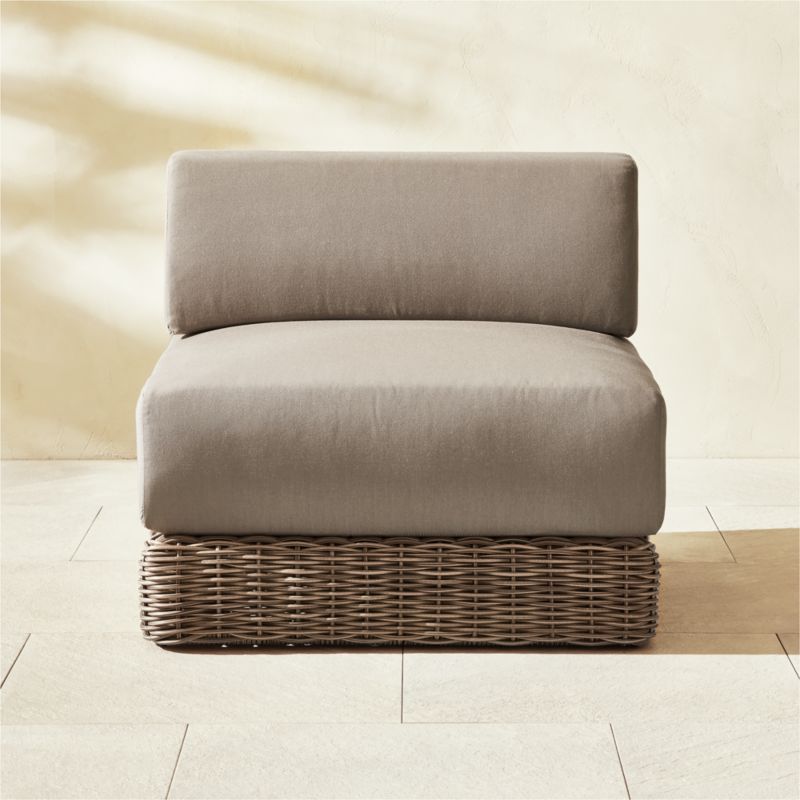 Maylin All-Weather Rattan Outdoor Armless Chair with Grey Sunbrella® Cushions - image 0 of 9