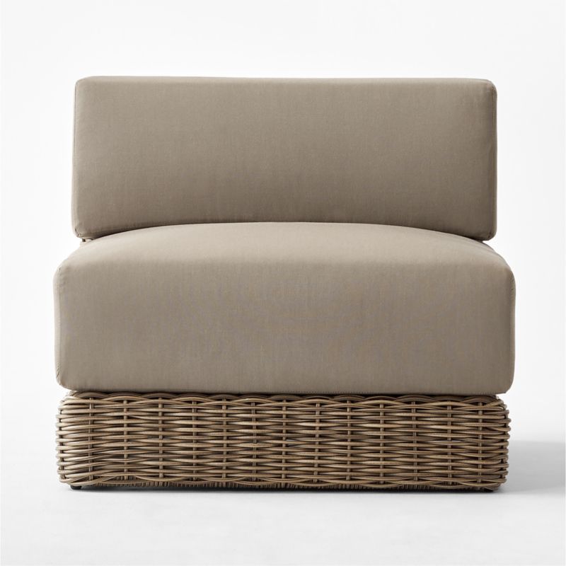 Maylin All-Weather Rattan Outdoor Armless Chair with Grey Sunbrella® Cushions - image 3 of 9