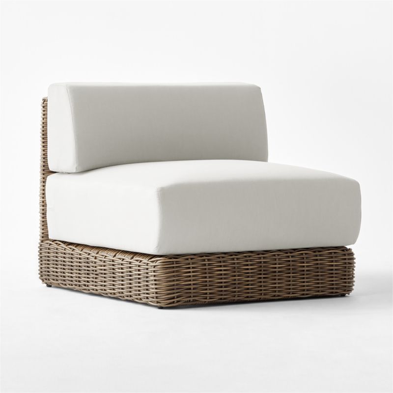 Maylin All-Weather Rattan Outdoor Armless Chair with Warm White Sunbrella® Cushions - image 8 of 12