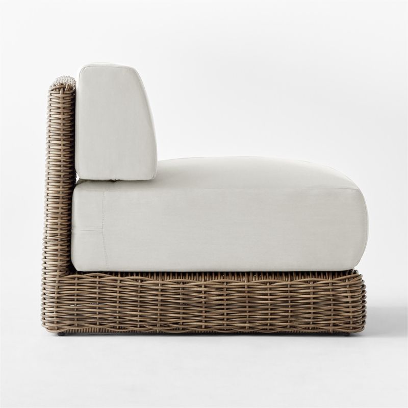 Maylin All-Weather Rattan Outdoor Armless Chair with Warm White Sunbrella® Cushions - image 9 of 12