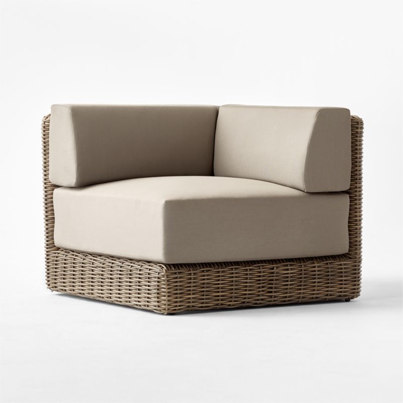 Maylin All-Weather Rattan Outdoor Corner Chair with Grey Sunbrella® Cushions - image 4 of 9