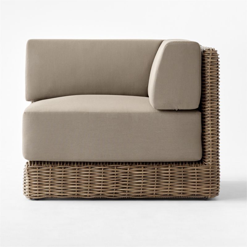 Maylin All-Weather Rattan Outdoor Corner Chair with Grey Sunbrella® Cushions - image 3 of 9