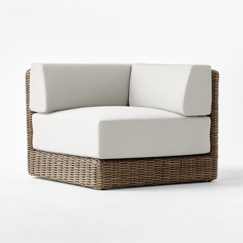 Maylin All-Weather Rattan Outdoor Corner Chair with Warm White Sunbrella® Cushions - image 8 of 11