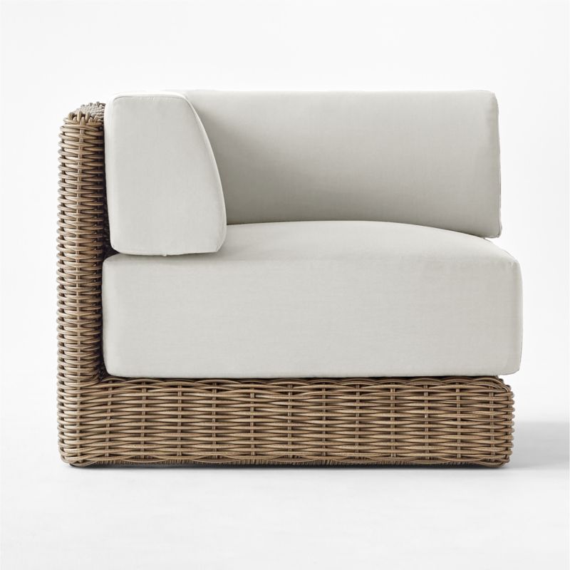 Maylin All-Weather Rattan Outdoor Corner Chair with Warm White Sunbrella® Cushions - image 9 of 11