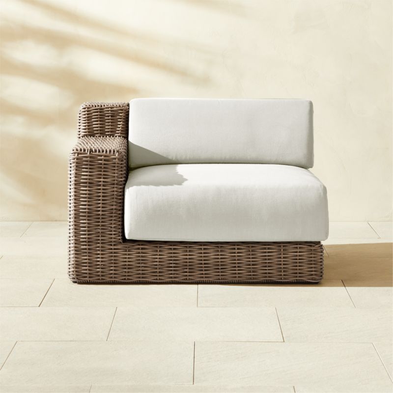 Maylin All-Weather Rattan Outdoor Left Chair with Warm White Sunbrella® Cushions - image 0 of 10