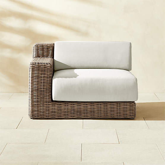 Maylin All-Weather Rattan Outdoor Left Chair with Warm White Sunbrella® Cushions