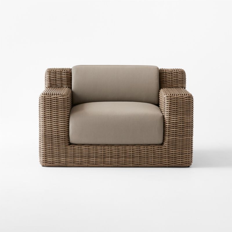 Maylin All-Weather Rattan Outdoor Lounge Chair with Grey Sunbrella® Cushions - image 3 of 8