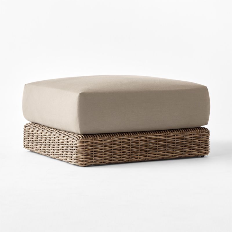 Maylin All-Weather Rattan Outdoor Ottoman with Grey Sunbrella® Cushions - image 4 of 8