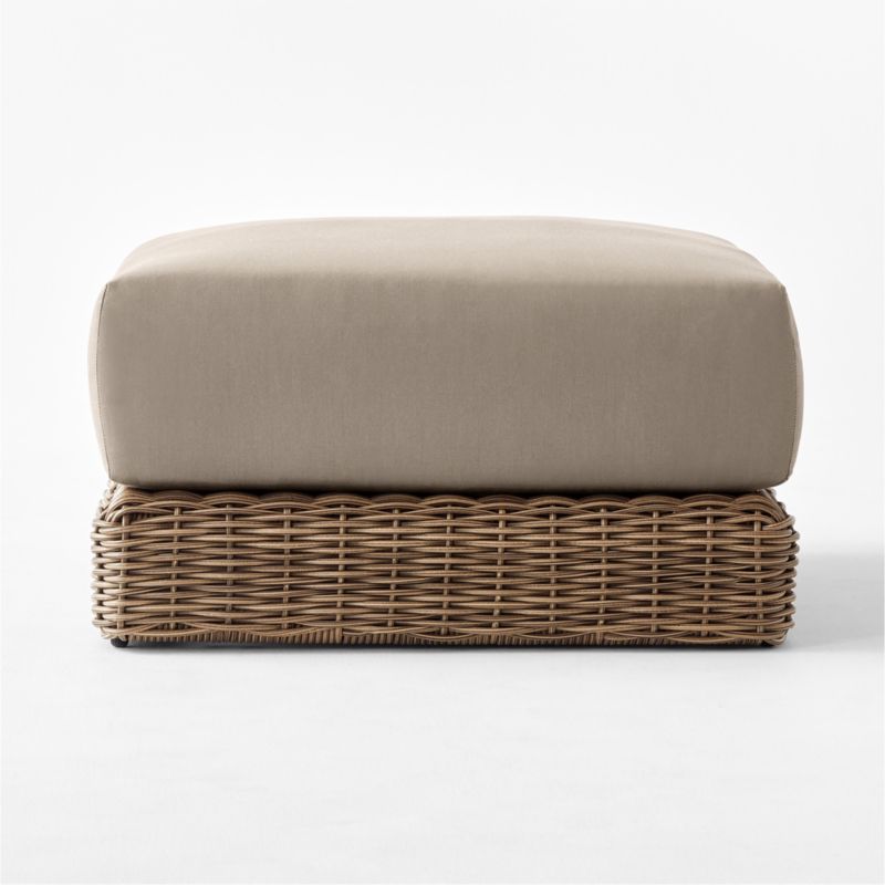 Maylin All-Weather Rattan Outdoor Ottoman with Grey Sunbrella® Cushions - image 5 of 8