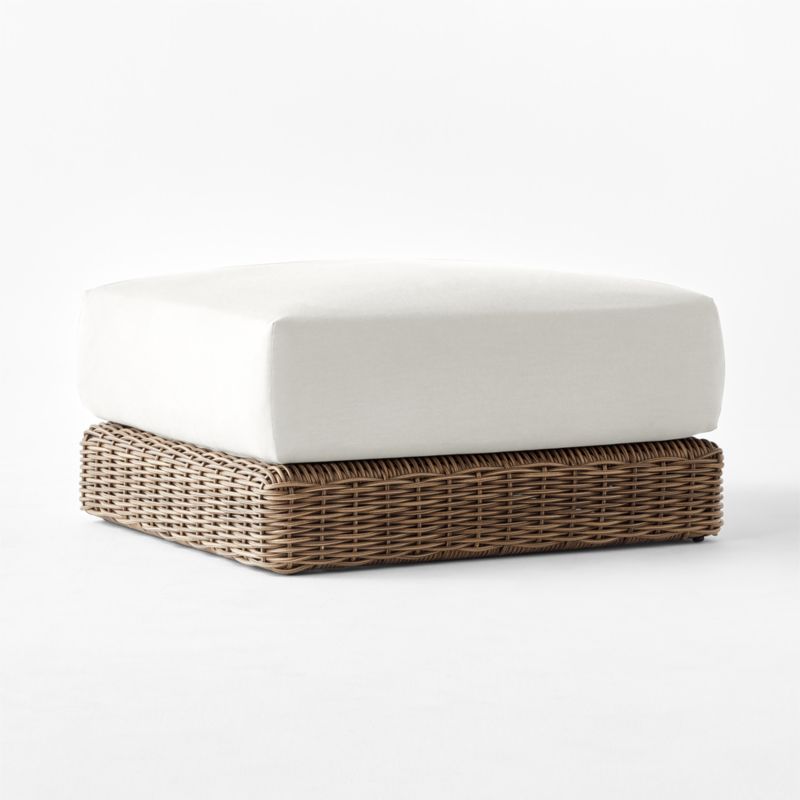 Maylin All-Weather Rattan Outdoor Ottoman with Warm White Sunbrella® Cushions - image 8 of 12