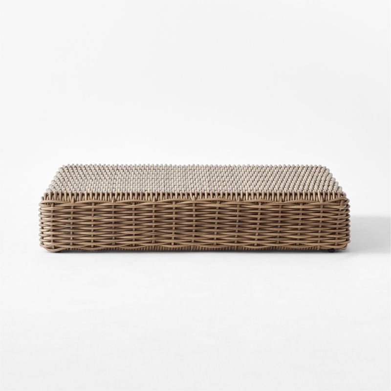 Maylin All-Weather Rattan Outdoor Ottoman with Warm White Sunbrella® Cushions - image 10 of 12