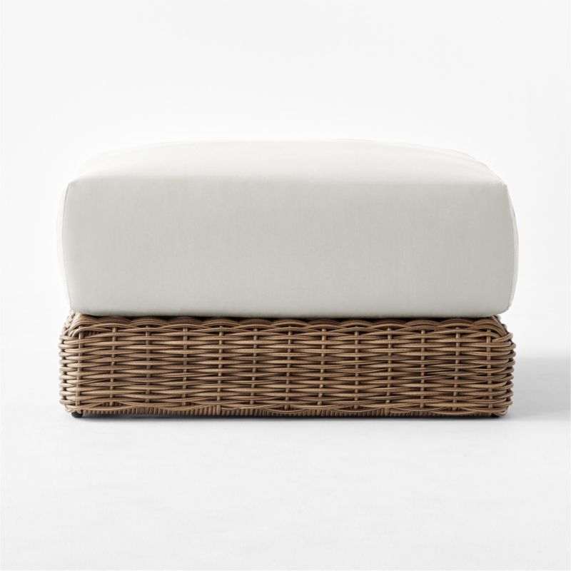 Maylin All-Weather Rattan Outdoor Ottoman with Warm White Sunbrella® Cushions - image 9 of 12