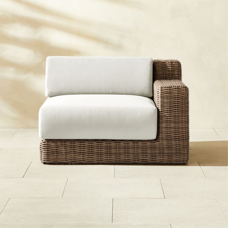 Maylin All-Weather Rattan Outdoor Right Chair with Warm White Sunbrella® Cushions - image 0 of 12