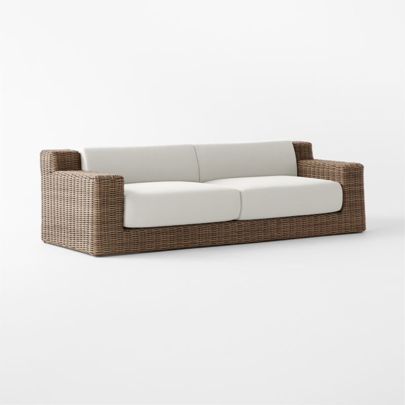 Maylin 98" All-Weather Rattan Outdoor Sofa with Warm White Sunbrella® Cushions - image 8 of 13