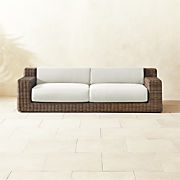 Laszlo All-Weather Rattan Outdoor Sofa with Light Grey Sunbrella® Cushions