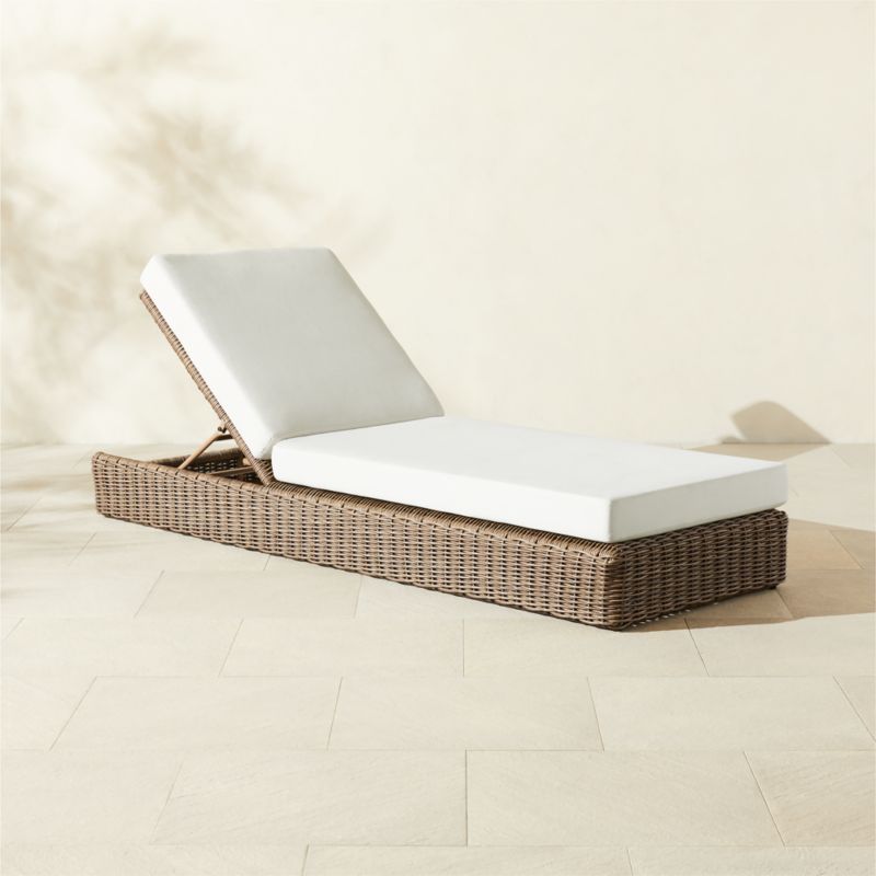 Maylin All-Weather Rattan Outdoor Sun Lounger with Warm White Sunbrella® Cushions - image 0 of 8