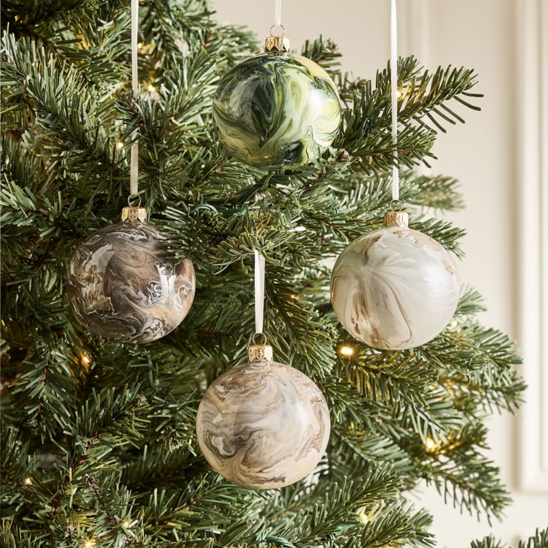 Marbled Round Glass 3" Christmas Tree Ornament Set of 4 - image 1 of 3