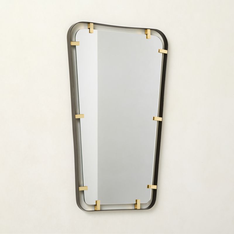 Meditor Blackened Stainless Steel and Polished Brass Rectangular Wall Mirror 24"x36" - image 3 of 5