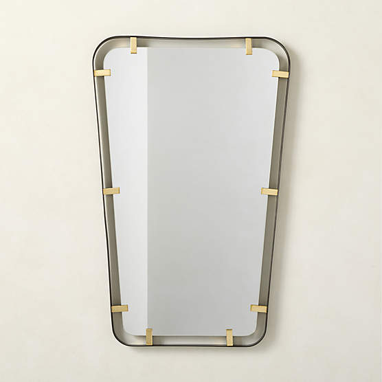 Meditor Blackened Stainless Steel and Polished Brass Rectangular Wall Mirror 24"x36"