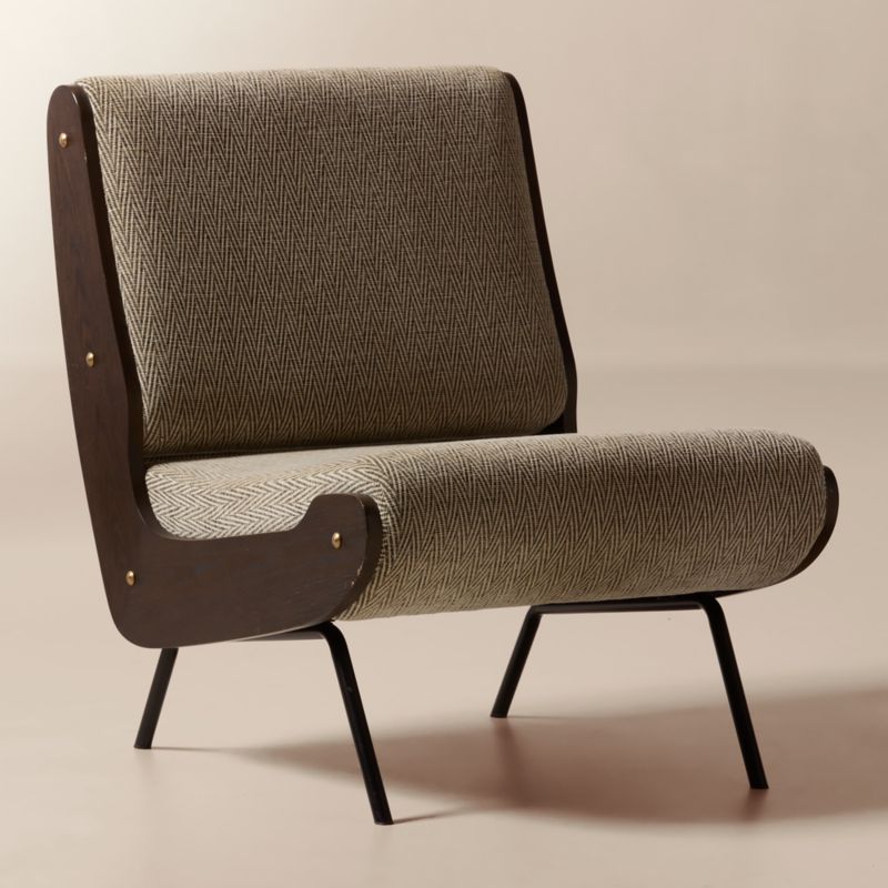 Meda Geometric Grey Textured Weave Accent Chair by Gianfranco Frattini - image 2 of 8