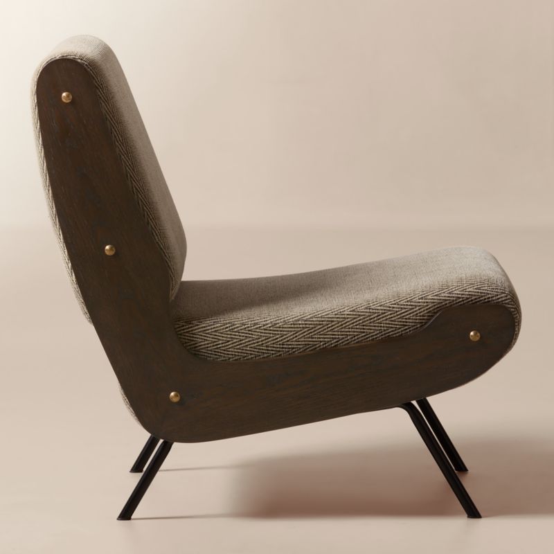 Meda Geometric Grey Textured Weave Accent Chair by Gianfranco Frattini - image 3 of 8