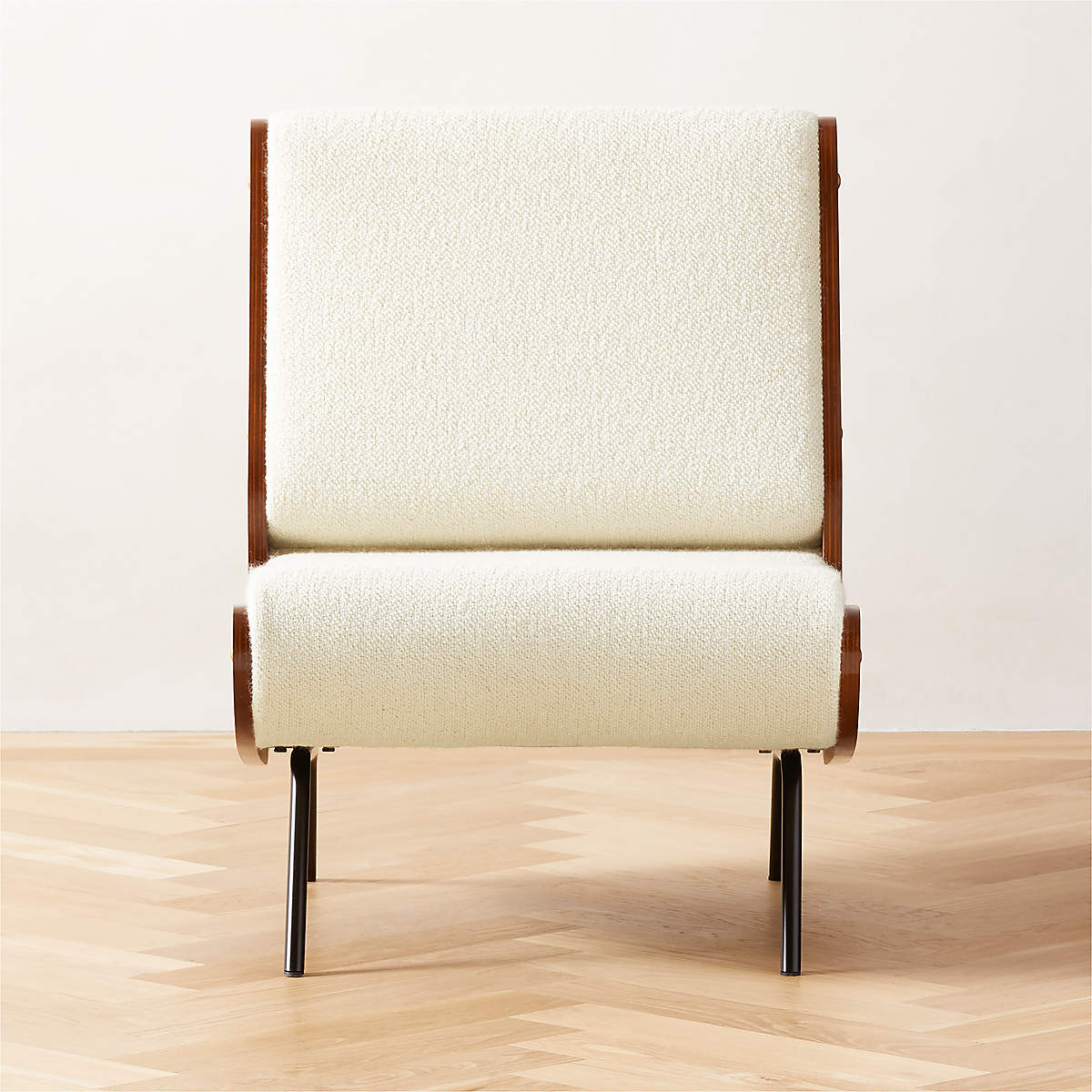 Meda Ivory Wool Armless Lounge Chair 